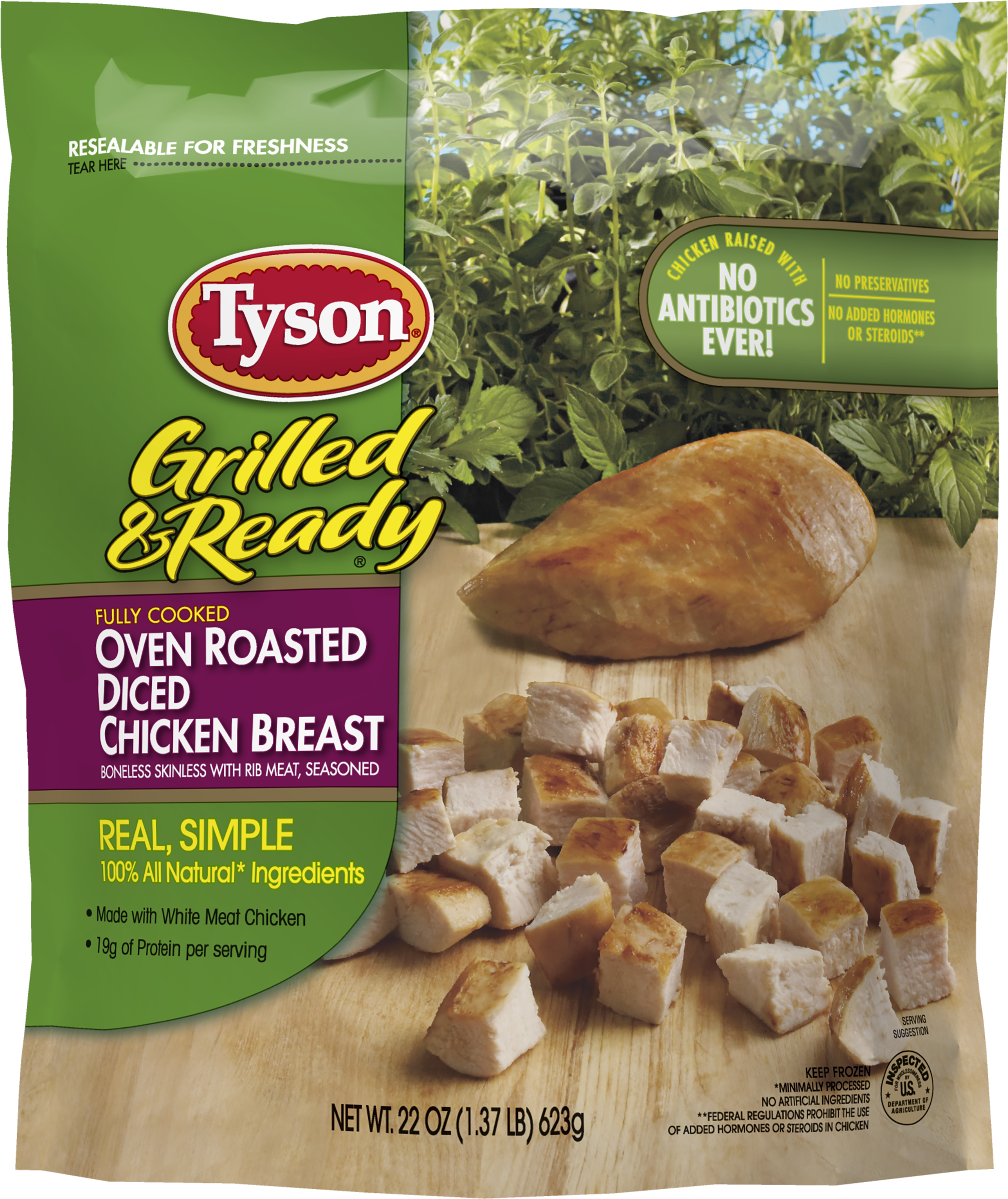 Tyson® Grilled & Ready® Fully Cooked Oven Roasted Diced - Tyson Chicken (2400x2400), Png Download