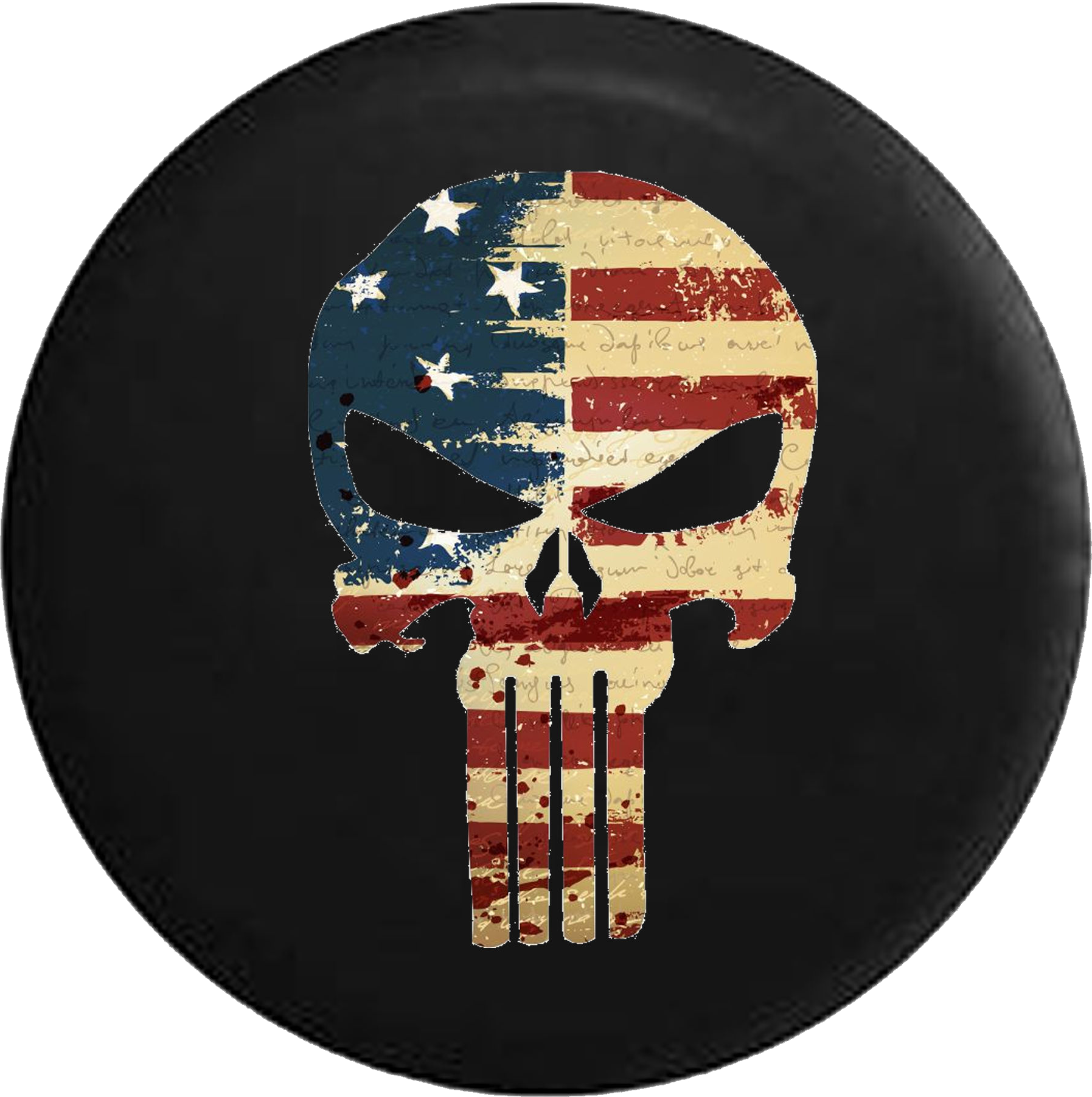 American Flag Tattered Distressed Tactical Punisher - Tirecoverpro Full Color Grey Elephant Closeup - Gentle (1795x1803), Png Download