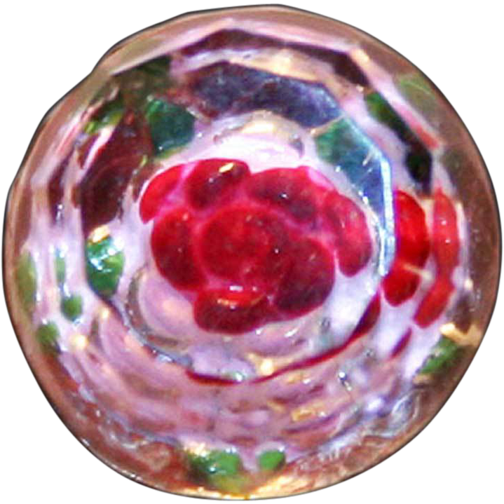 Diminutive Faceted Glass Ball Button With Rose Inside - Crystal (719x719), Png Download