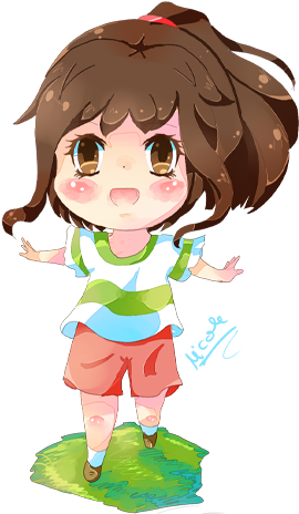 Spirited Away Art - Spirited Away Chihiro Chibi (340x478), Png Download