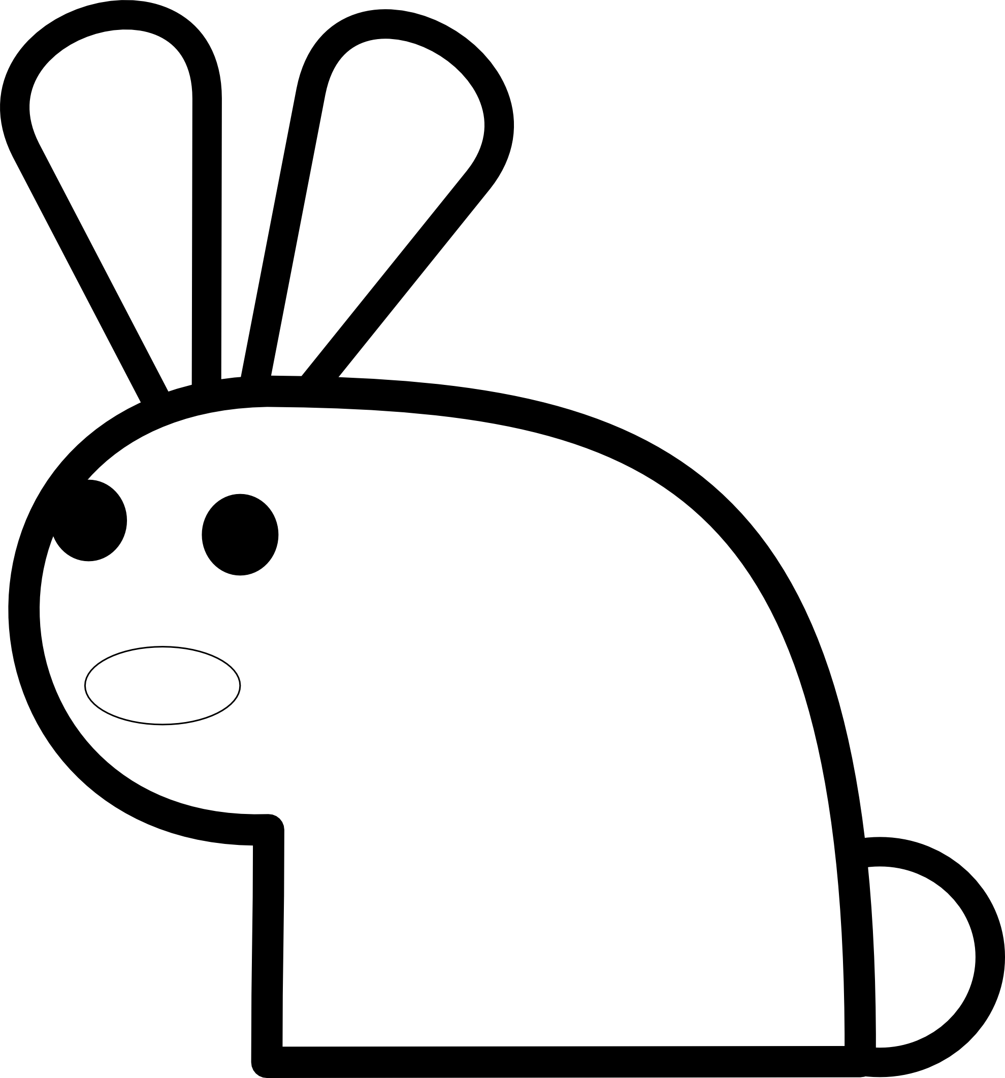 Rabbit Black And White Bunny Clipart Black And White - Rabbit Clip Art (1979x2123), Png Download