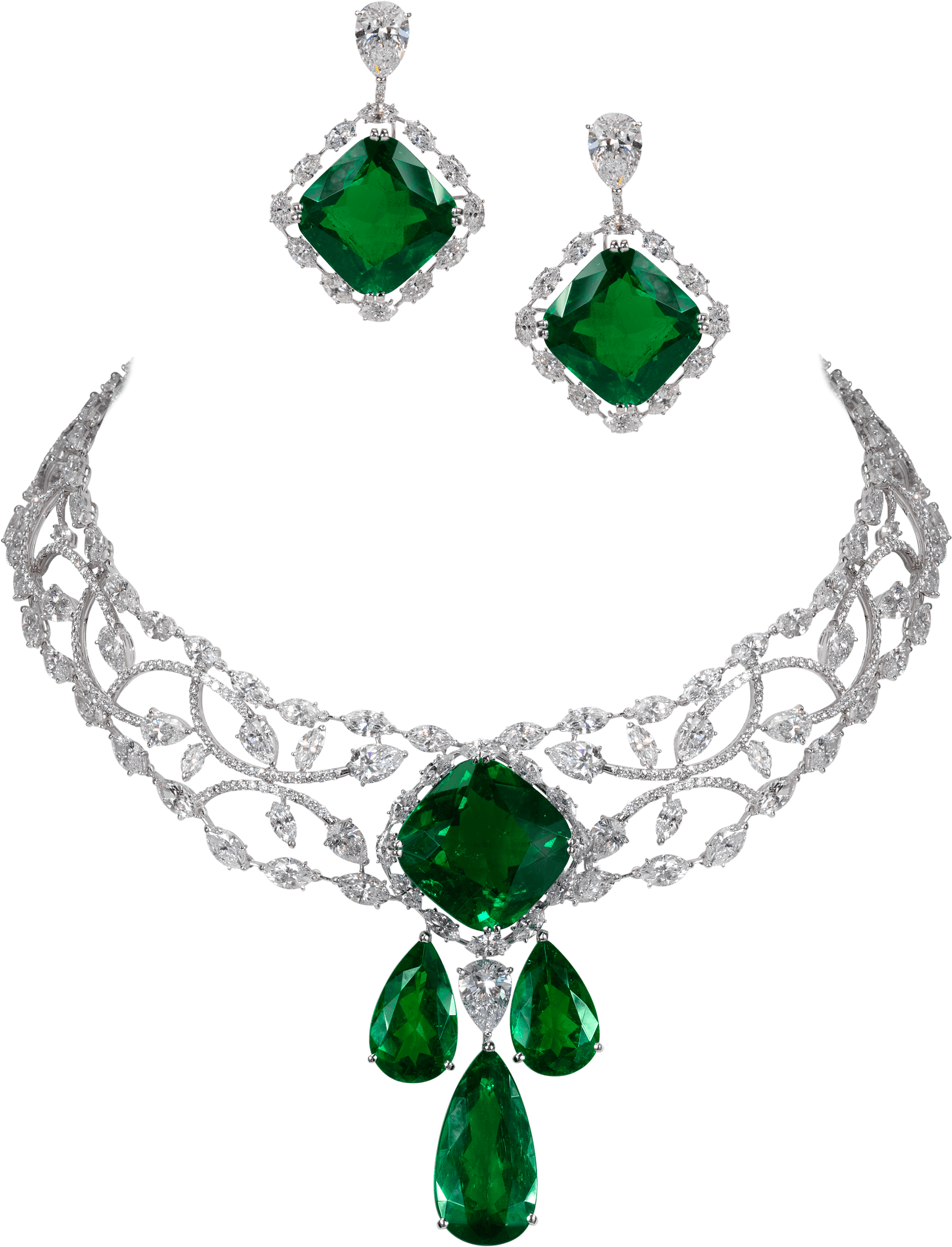Colombian Emerald And Diamond Suite - Emerald Suite Jewels (2310x2310), Png Download