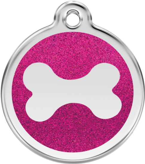 Glitter Bone Hot Pink 20mm Dog Tag By Red Dingo - Red Dingo Dog Id Tag Glitter Enamel Bone Hot Pink (600x550), Png Download