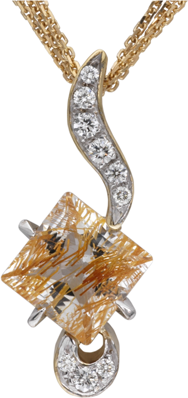 Faini Designs Jewelry Studio Ruilated Topaz And Diamond - Pendant (800x800), Png Download