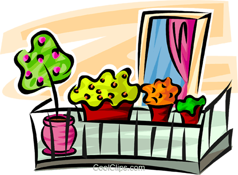 Flowers In Flower Boxes On A Balcony Royalty Free Vector - Flower Box (480x353), Png Download