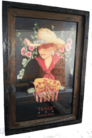 Reclaimed Fence Wood Frame With "hollie" Print By Doreman - Cowboy (300x451), Png Download