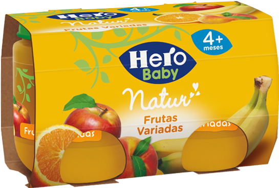 Frutas Variadas Comprar Online - Hero Baby Tarrito Melocoton Plátano (600x412), Png Download
