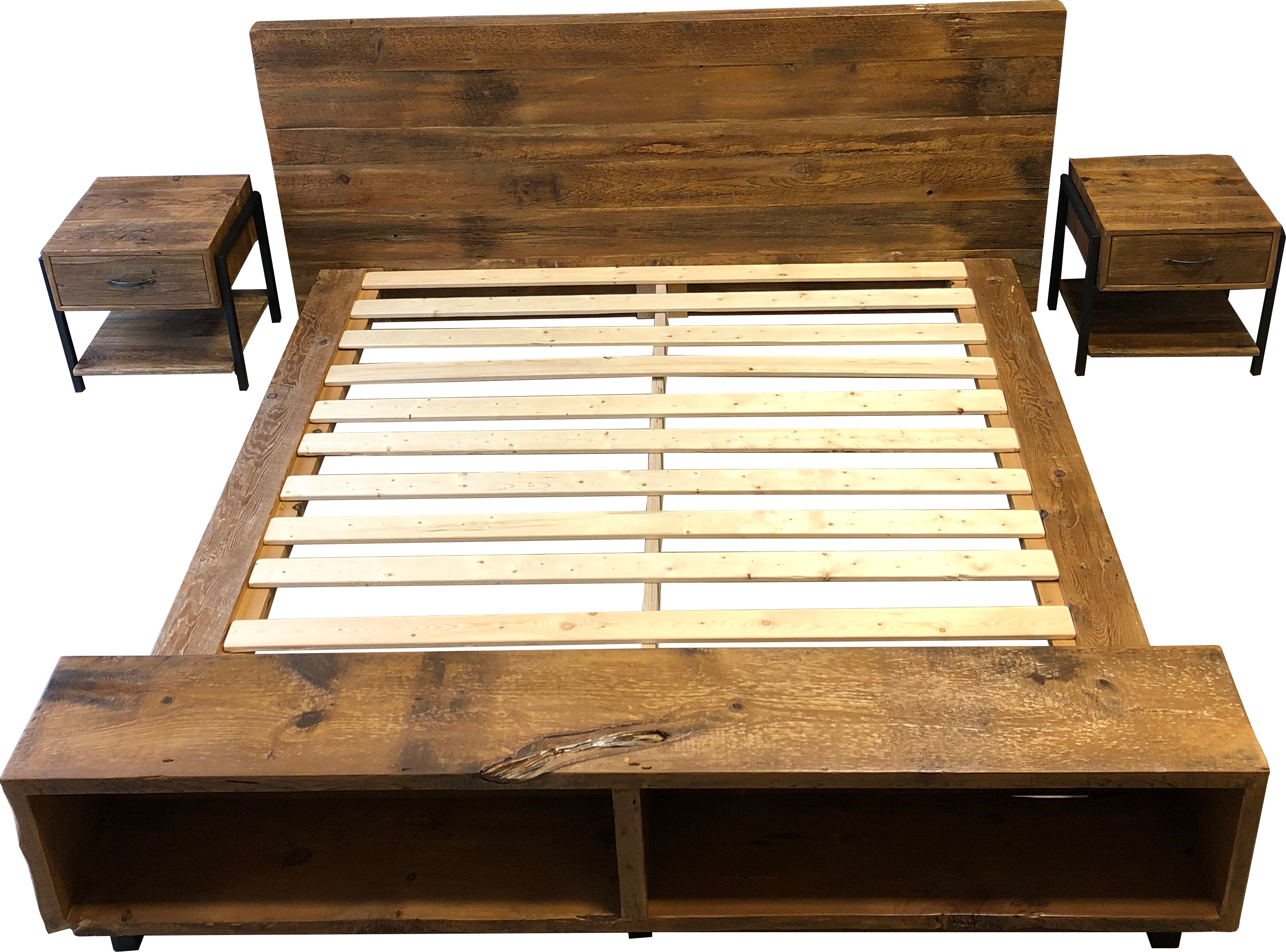 Benjamin Bed, Reclaimed Wood Platform Bed - Barn Wood Platform Bed (2731x2022), Png Download