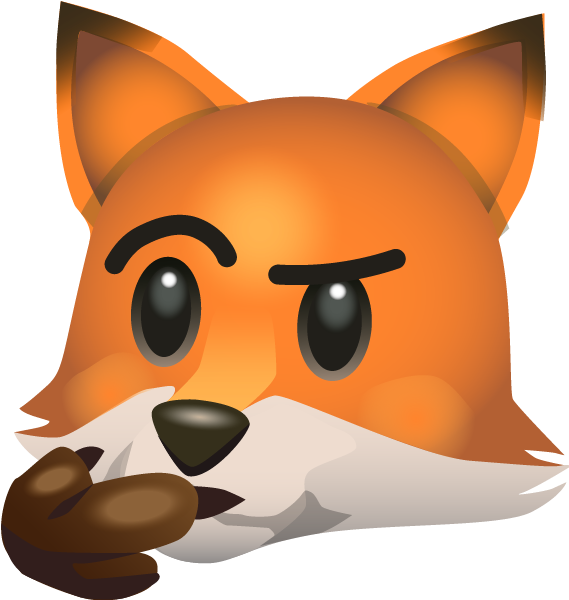 A Fox Thinking Emoji - Cartoon (600x600), Png Download