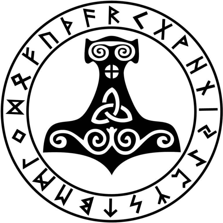 Futhark Mjolnir Decal - Mjolnir Sticker (800x800), Png Download