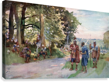 A Wayside Halt During A Roman Legion's March On The - Canvas Print (429x326), Png Download