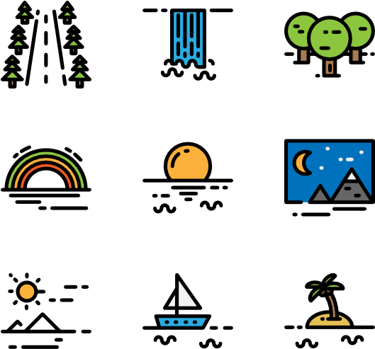 Landscapes Color - Highway Icons (600x564), Png Download