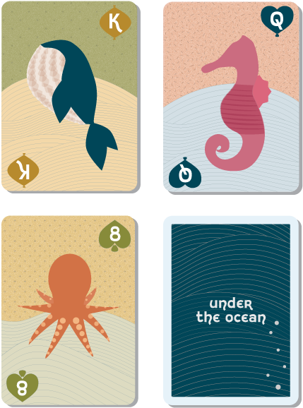The Theme Of The Set Of Cards Is Marine Animals - Cartoon (561x672), Png Download