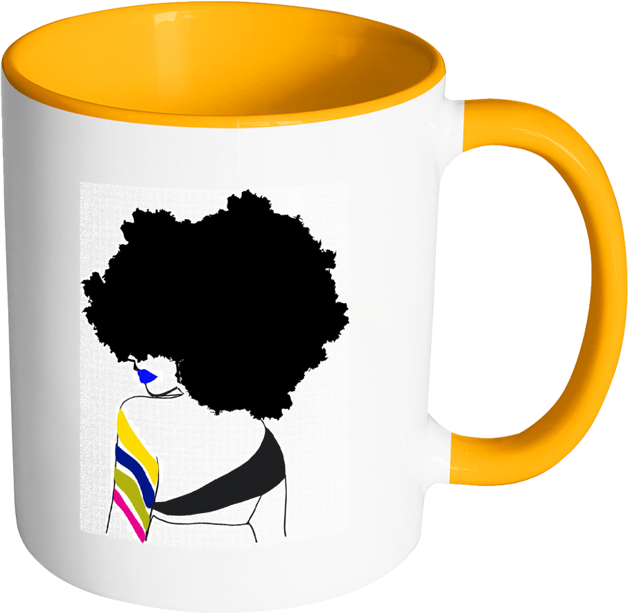 Afro Ether Coffee Mug - Natural Hair Black Women Silhouette (1024x1024), Png Download