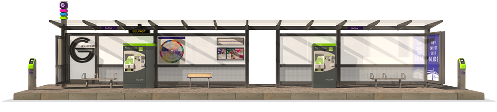Patronage On The High Frequency Park And Ride Bus Services - Belfast Glider Bus Stop (1000x226), Png Download