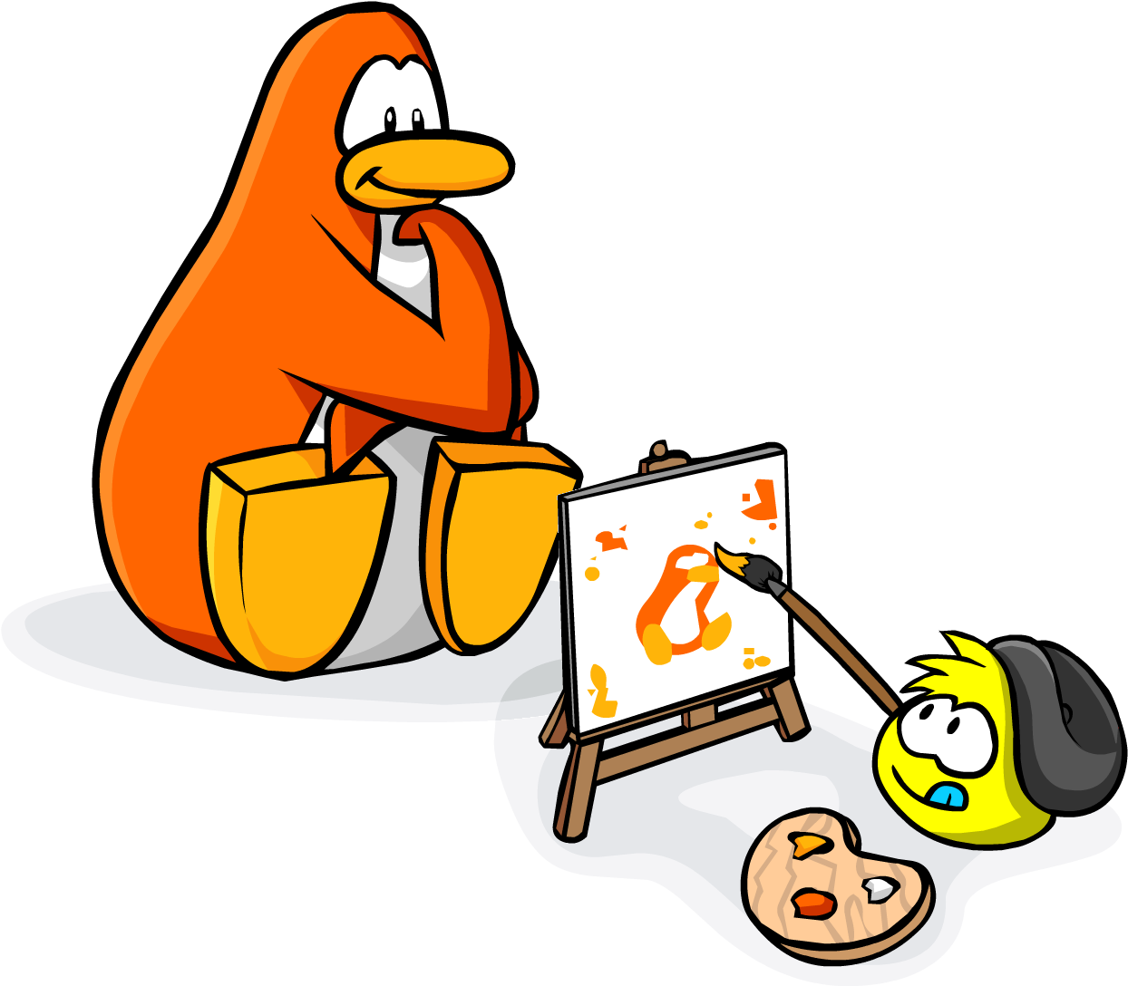 Homepage Painting Puffle And Orange Penguin - Club Penguin (1292x1136), Png Download