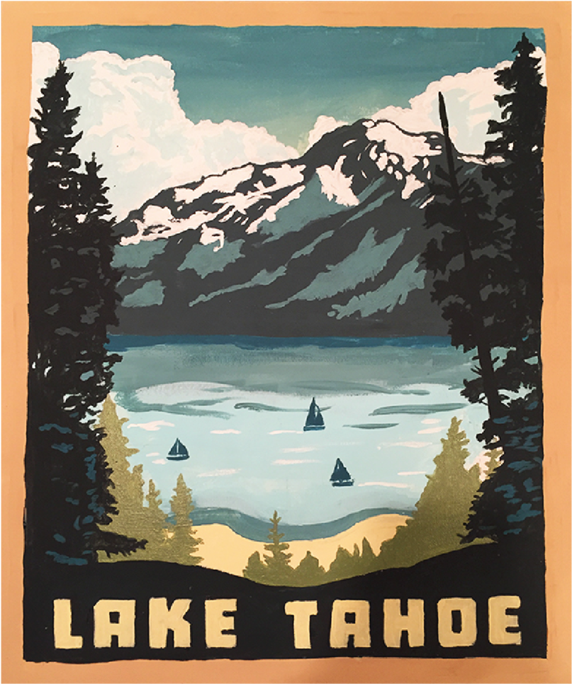 Painting-01 - Americanflat Lake Tahoe 1002 Framed Vintage Advertisement (1000x1000), Png Download