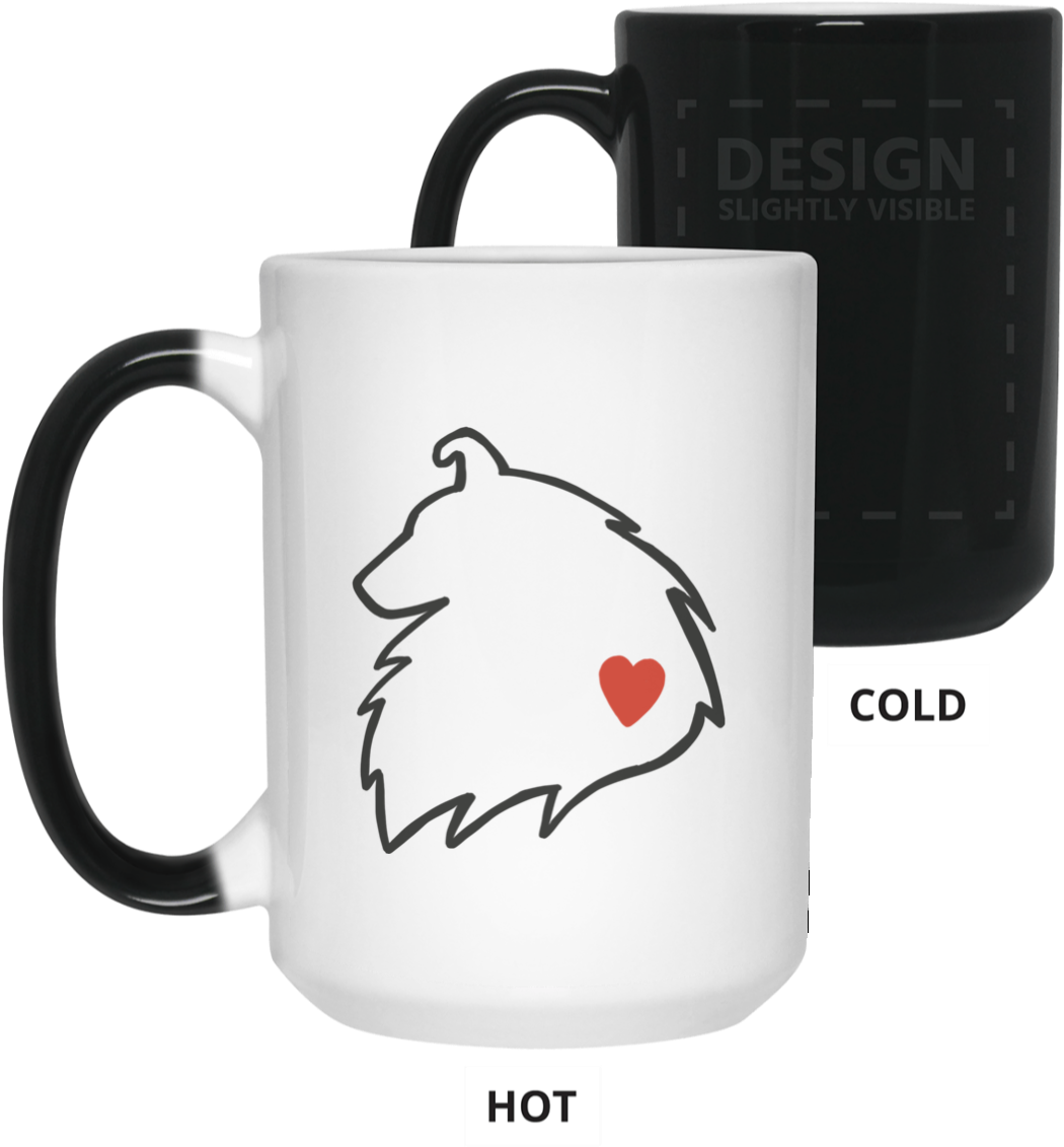 Sheltie Silhouette Color Changing Mug - Mug (1155x1155), Png Download