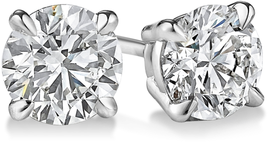 Quick View - 4 Prong Diamond Stud Earrings (640x430), Png Download