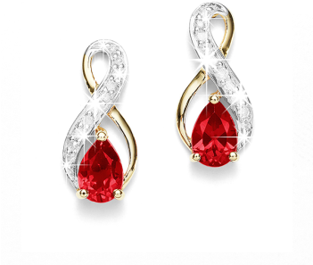 9ct Ruby & Diamond Earrings - Diamonds Earrings With Red Ruby (350x350), Png Download