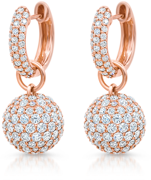 Baby Hoop Earrings With Diamond Spheres - Earring (1024x1024), Png Download