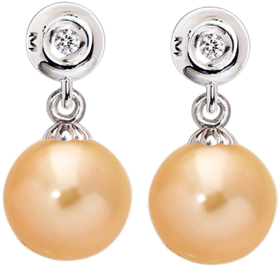 South Sea Pearl And Diamond Earrings In White Gold - South Sea Pearl (488x487), Png Download