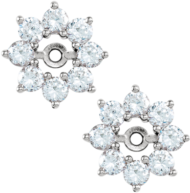14k White 3/4 Ctw Diamond Earring Jackets - 14k White (400x400), Png Download