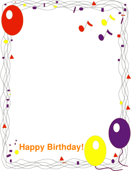 Birthday Boarder Png - Happy Birthday Border Png (456x594), Png Download
