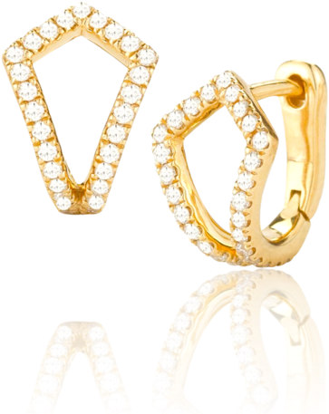 Curved Diamond Earring - Rose Gold Sarah Leah Diamond Huggies - Dana Rebecca (600x600), Png Download