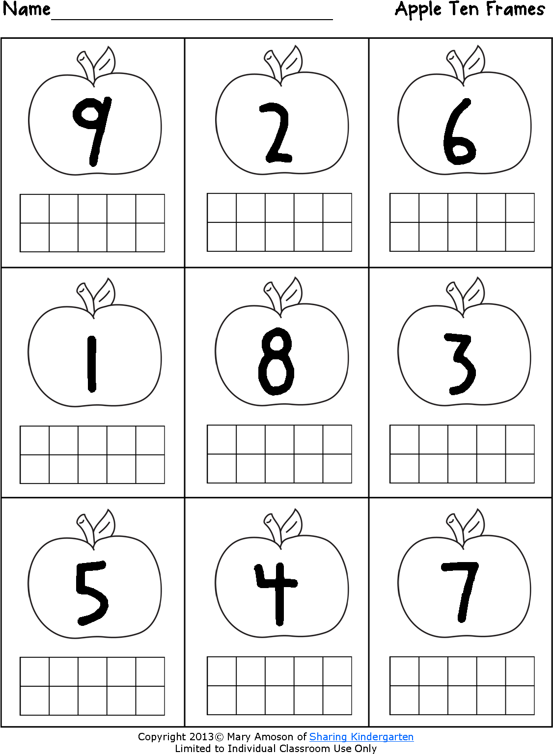 A Is For Apple - Apple Ten Frames (1125x1566), Png Download