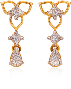 Sparkling Three Petal Diamond Earrings - Earrings (400x400), Png Download