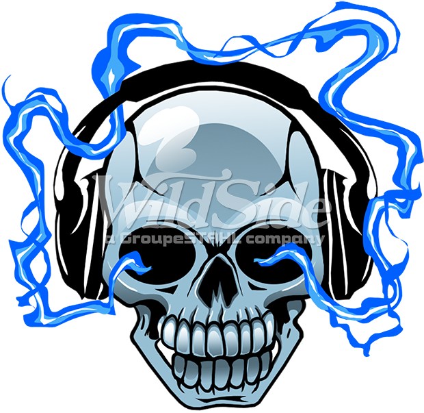 Skull With Head Phones - Day Of The Dead Costume Hoodie Skull Hoodie, Pink (675x675), Png Download