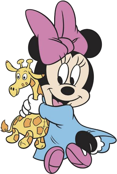 Baby Minnie W/giraffe - Minnie Mouse Bebe Gif (397x575), Png Download