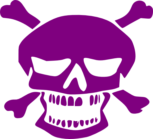 Purple Skull Clip Art At Clker - Skull Purple Watercolor Shower Curtain (600x545), Png Download