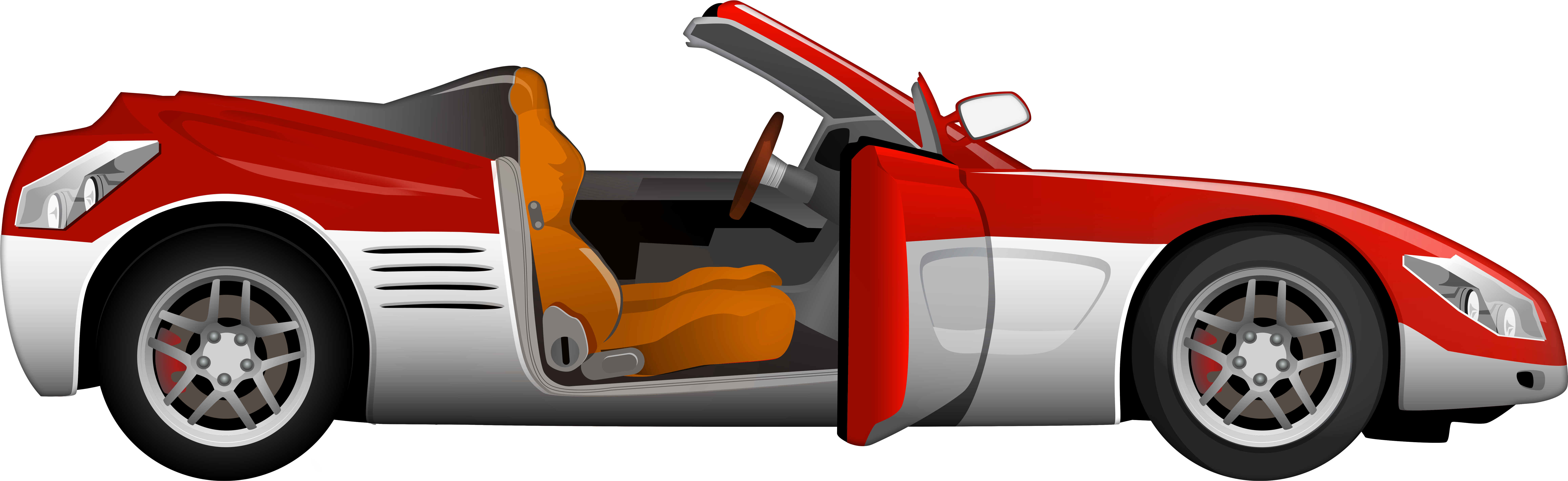 Red Cabriolet Sport Car Png Clip Art - Concept Car (8000x2504), Png Download
