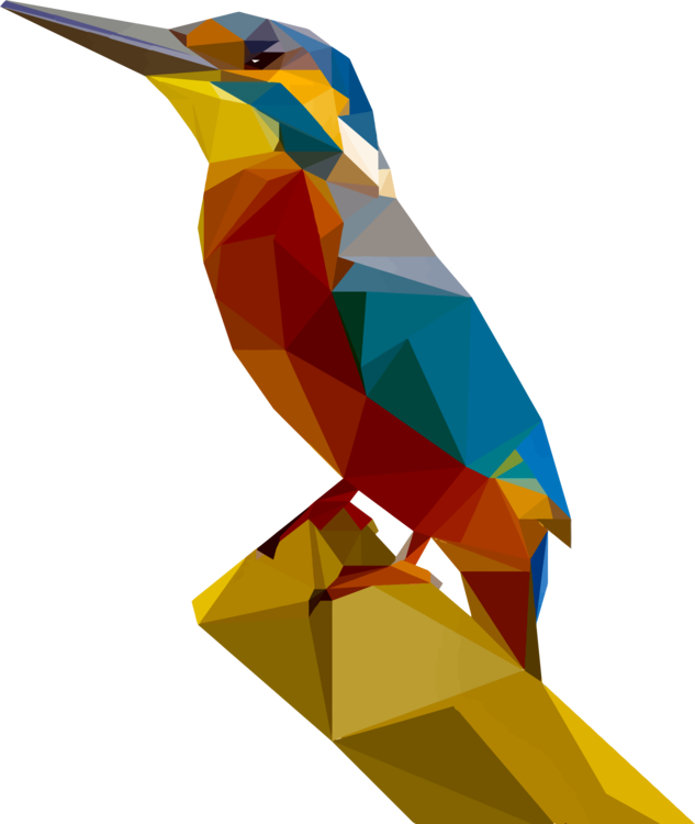 Low Poly Abstract Art Kingfisher Polygon - Poly Art (633x750), Png Download