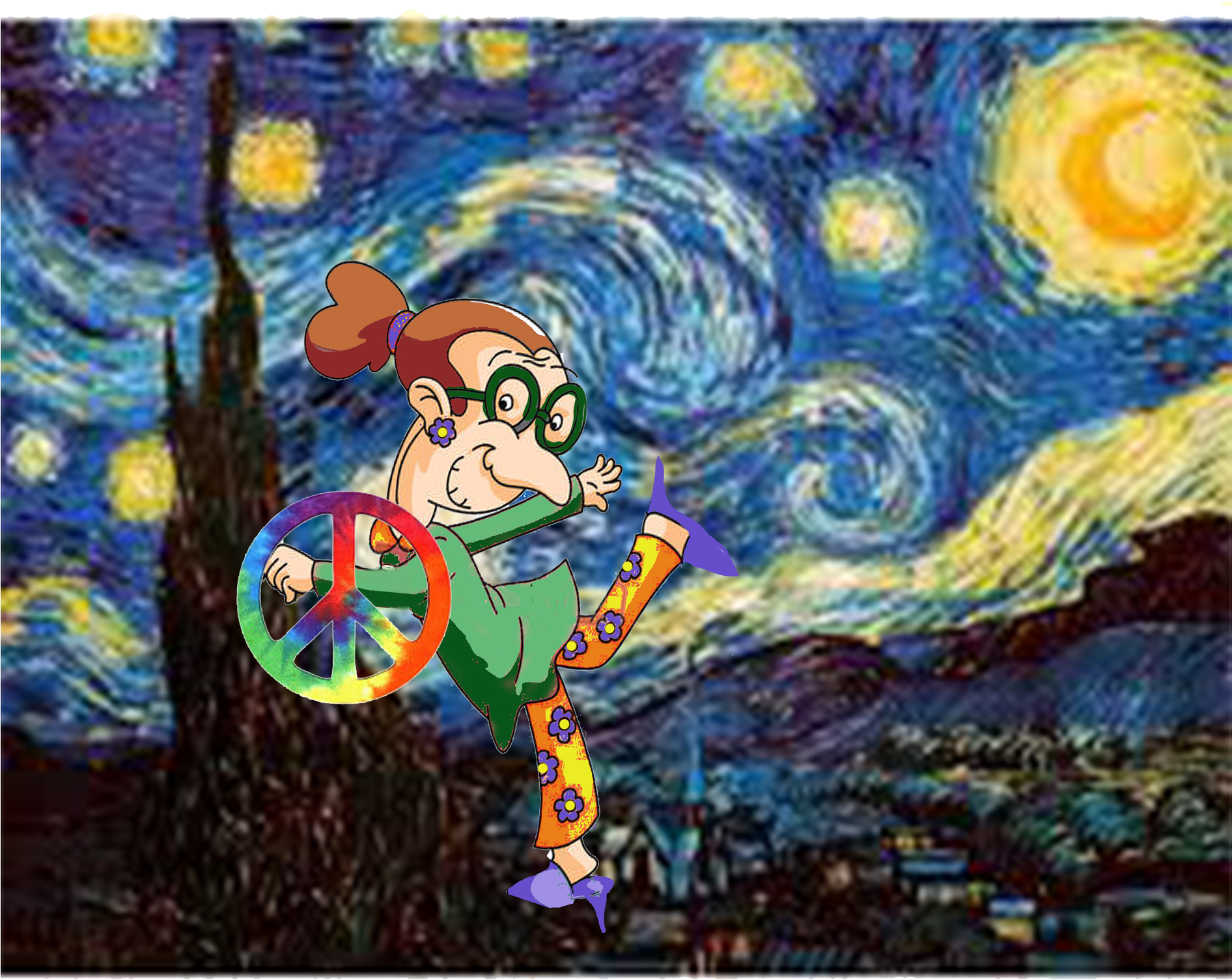 Peacenik Granny - Van Gogh Starry Night (3300x2550), Png Download