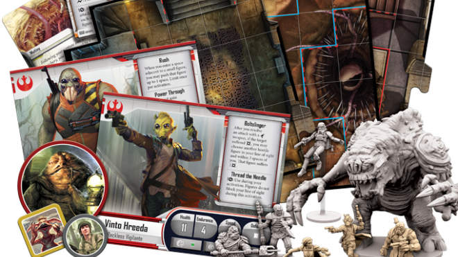 Battle It Out In Jabba's Realm For Star Wars - Star Wars Imperial Assault Jabba's Realm Contents (660x371), Png Download