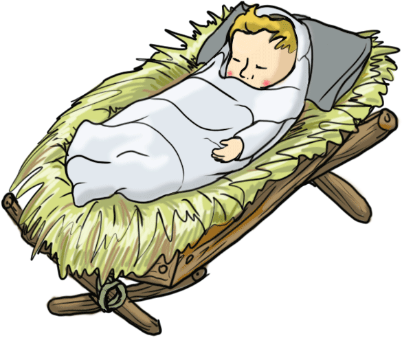 Baby Jesus Transparent Image - Jesus In A Manger Cartoon (600x600), Png Download