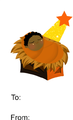 Baby Jesus In Manger Gift Tag - Clip Art (286x501), Png Download