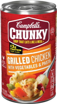 Grilled Chicken With Vegetables And Pasta Soup - Campbell's Chunky Chicken Noodle Soup (400x400), Png Download