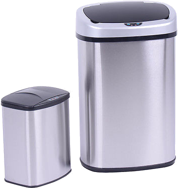 Set Of 2 Touch-free Motion Sensor Trash Can - Nongminkshop Motion Sensor Stainless Steel Touchless (400x400), Png Download