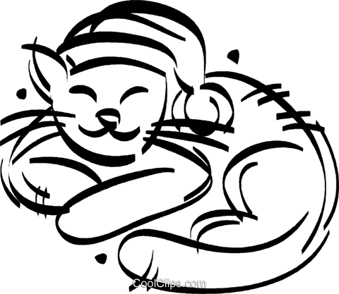 Gato Con Un Sombrero De Navidad En Libres De Derechos (480x417), Png Download