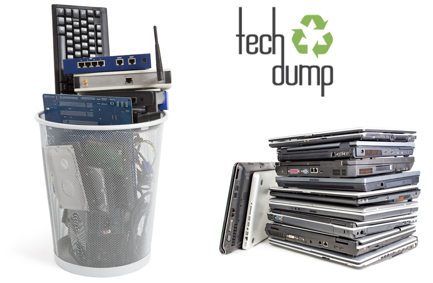 Device Pitstop Graphic With Stack Of Old Laptops And - Tech Dump (1569x933), Png Download