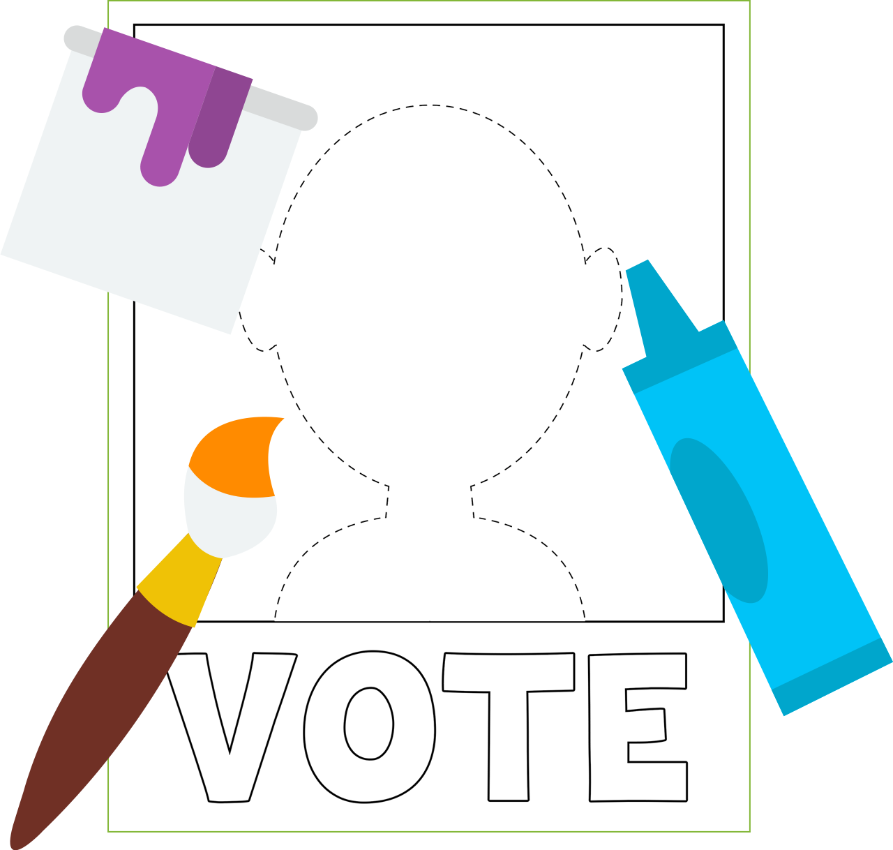 Poster Of A Blank Vote Poster For You To Color - Political Campaign (1280x1218), Png Download