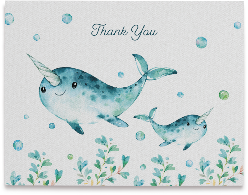 Watercolor Sea Creatures Thank You Cards - Masking Tape - Washi Tape Tiere Meer Unterwasser Fisch (1000x1000), Png Download