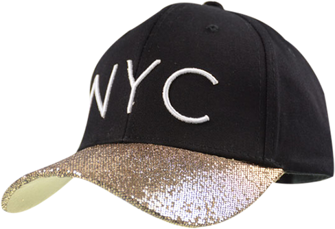 Sombrero De Béisbol Bordado Sequined Nyc Del Bordado - Sequined Brim Nyc Embroideried Baseball Hat - Black (500x665), Png Download