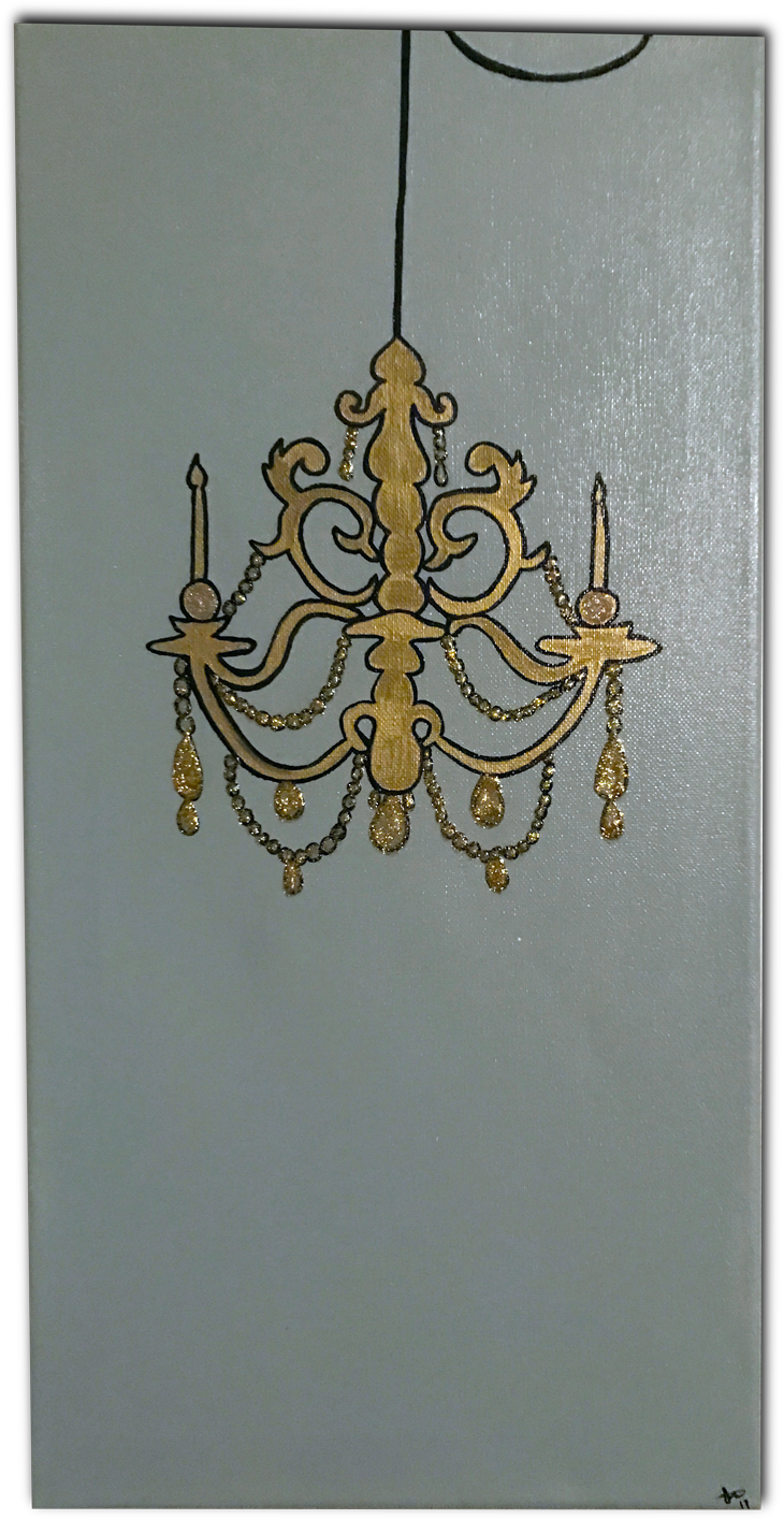 Black And Gray Chandelier On Canvas - Canvas (1000x1569), Png Download
