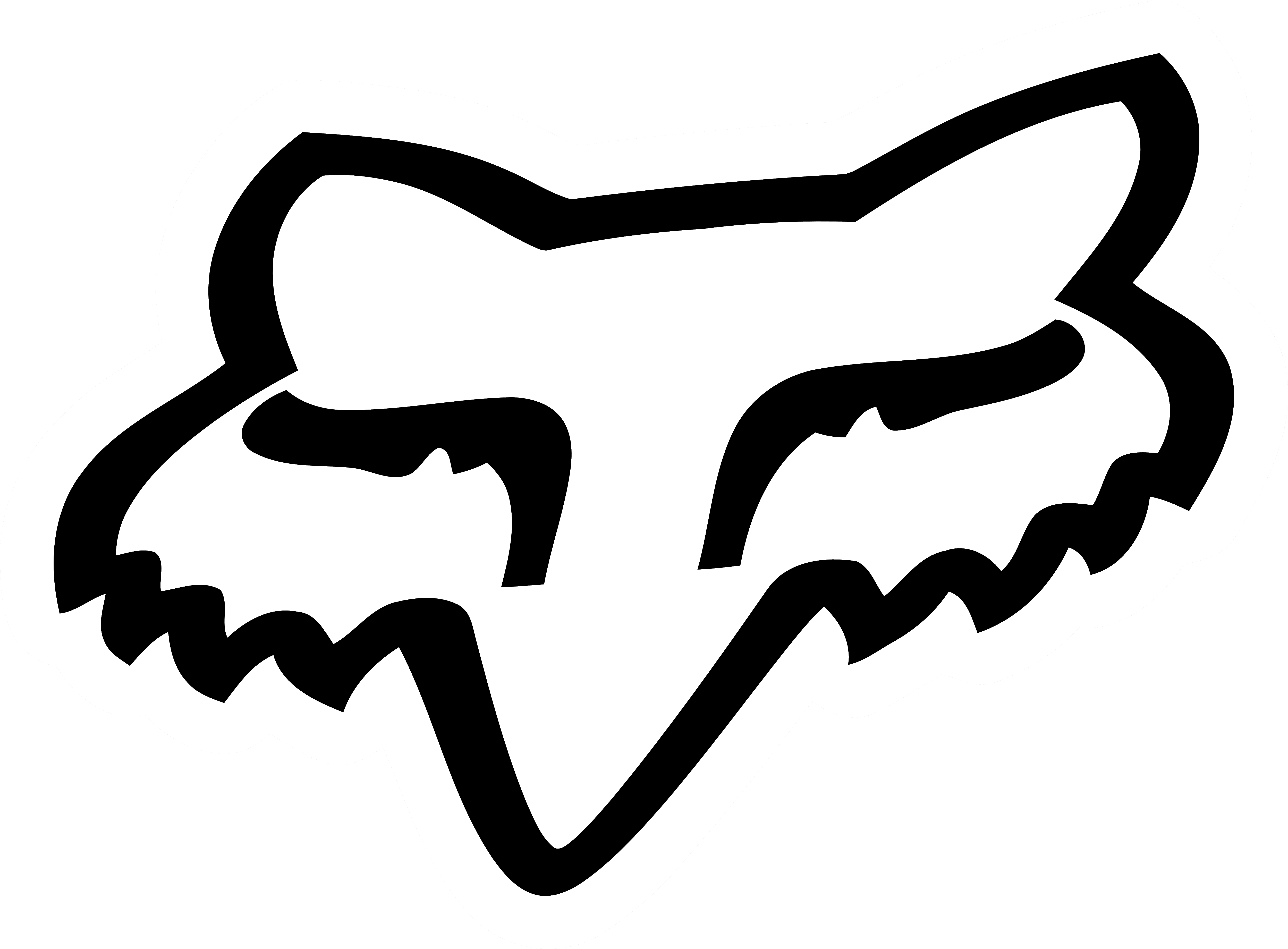 Fox Racing Logo Png Jpg Black And White Stock - Fox Racing (5000x3684), Png Download
