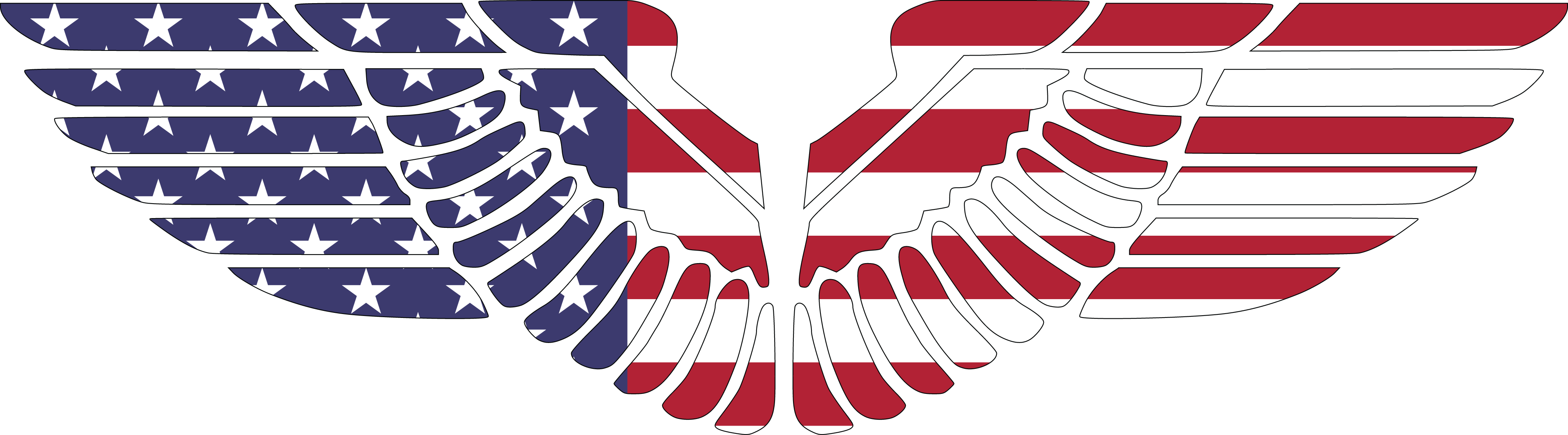 , , - American Flag Eagle Wings (4000x1111), Png Download